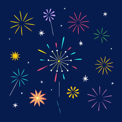 Happy new year fire work Vector illustration