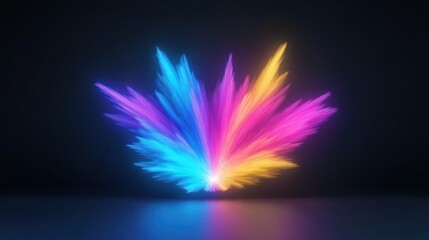 Abstract colorful light burst on a dark background.