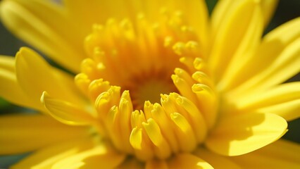 Fototapeta premium Vibrant Yellow Flower Close-Up, Intricate Petals and Delicate Structure in Sunlight
