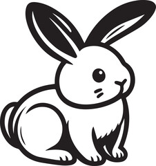 A clean, black-and-white vector illustration of a rabbit, ideal for logos, designs, and branding. Scalable and versatile, perfect for creative projects and animal-themed graphics.