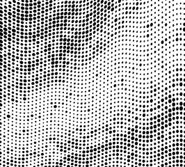 Abstract halftone wave dotted background. Halftone grunge pattern with square. Vector halftone modern pop art twisted texture for poster, cover, business card, postcard, art label layout, sticker.