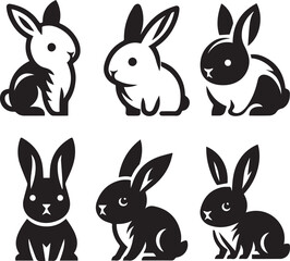 Fototapeta premium A clean, black-and-white vector illustration of a rabbit, ideal for logos, designs, and branding. Scalable and versatile, perfect for creative projects and animal-themed graphics.