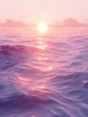 Fototapeta premium Serene Ocean Sunset Reflecting on Glimmering Waves at Dusk or Dawn