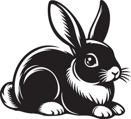 A clean, black-and-white vector illustration of a rabbit, ideal for logos, designs, and branding. Scalable and versatile, perfect for creative projects and animal-themed graphics.
