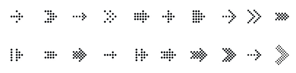  Dot arrow pixel arrow simple pictogram set arrow icon set swipe arrows icon.