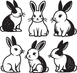 Fototapeta premium A clean, black-and-white vector illustration of a rabbit, ideal for logos, designs, and branding. Scalable and versatile, perfect for creative projects and animal-themed graphics.