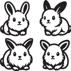 Fototapeta premium A clean, black-and-white vector illustration of a rabbit, ideal for logos, designs, and branding. Scalable and versatile, perfect for creative projects and animal-themed graphics.