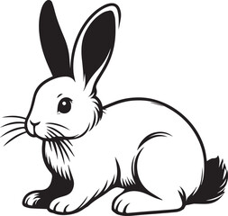 A clean, black-and-white vector illustration of a rabbit, ideal for logos, designs, and branding. Scalable and versatile, perfect for creative projects and animal-themed graphics.