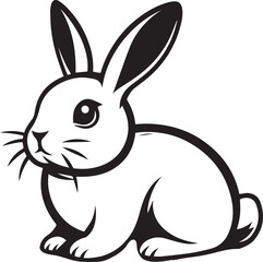 A clean, black-and-white vector illustration of a rabbit, ideal for logos, designs, and branding. Scalable and versatile, perfect for creative projects and animal-themed graphics.