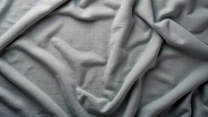 High-Resolution Gray Textured Fabric, Detailed Top View Flat Lay of Draped Woven Material with Visible Threads