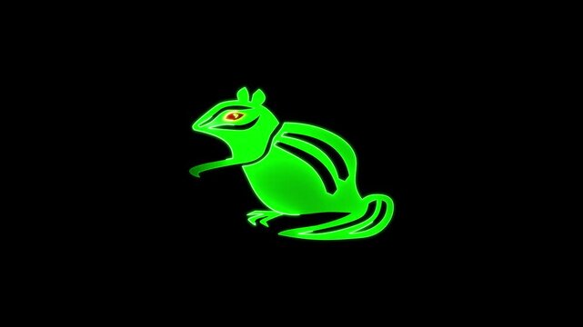 green frog on a black background