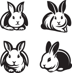 Fototapeta premium A clean, black-and-white vector illustration of a rabbit, ideal for logos, designs, and branding. Scalable and versatile, perfect for creative projects and animal-themed graphics.