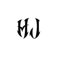 HJ monogram logo design letter text name symbol monochrome logotype alphabet character simple logo