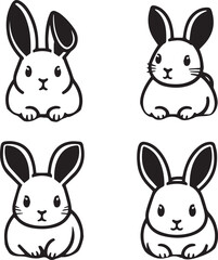 A clean, black-and-white vector illustration of a rabbit, ideal for logos, designs, and branding. Scalable and versatile, perfect for creative projects and animal-themed graphics.