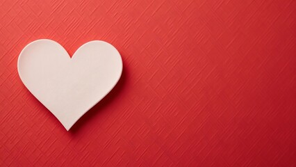 Obraz premium Valentine's Day Web Banner, White Heart on Red Background - Perfect for Love & Affection Themes