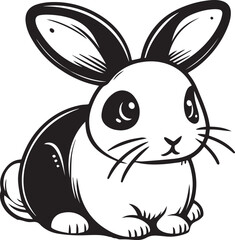 A clean, black-and-white vector illustration of a rabbit, ideal for logos, designs, and branding. Scalable and versatile, perfect for creative projects and animal-themed graphics.