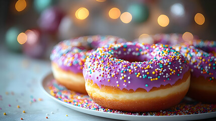 Sweet Purple Donuts with Sprinkles Delight