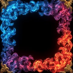 Vibrant Swirling Flames Frame A Dark Background
