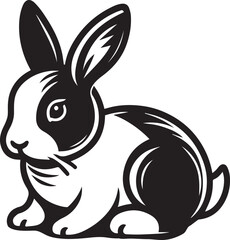 A clean, black-and-white vector illustration of a rabbit, ideal for logos, designs, and branding. Scalable and versatile, perfect for creative projects and animal-themed graphics.