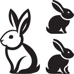 A clean, black-and-white vector illustration of a rabbit, ideal for logos, designs, and branding. Scalable and versatile, perfect for creative projects and animal-themed graphics.