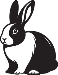 Obraz premium A clean, black-and-white vector illustration of a rabbit, ideal for logos, designs, and branding. Scalable and versatile, perfect for creative projects and animal-themed graphics.