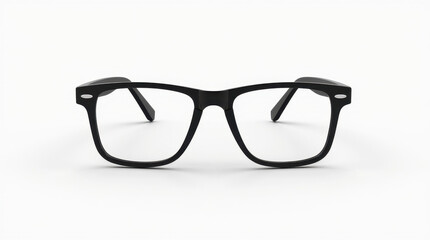 Fototapeta premium Sleek Black Glasses on White Background - High-Quality Glasses Photograph for Fashion and Optometry Use