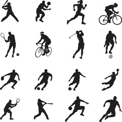 vector silhouette sport icon set