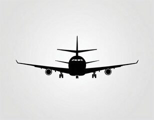  illustration of black airplane silhouette. Isolated on white background. Logo icon plane. Aircraft side view profile. The concept of air travel. Ai generated image.