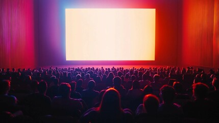 a crowd of people watching a large screen