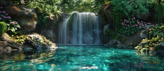 Serene Waterfall in Lush Rainforest