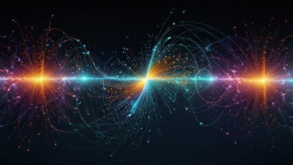 Obraz premium Quantum superposition concept visualized with dual-state particles