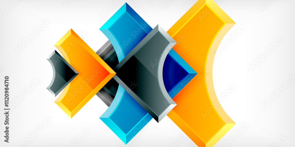 Poster Geometric design abstract background - circles and triangles