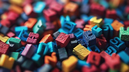 Colorful wooden alphabet blocks scattered.
