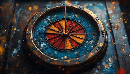 Fototapeta premium Vibrant Circular Clock with a Bold Black Needle.