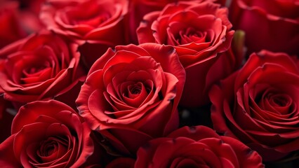 Naklejka premium Close-up of Red Rose Petals, Elegant Valentine's and Wedding Background