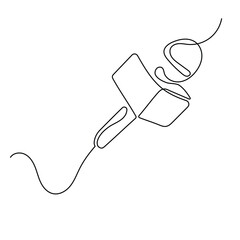 Obraz premium simple line journalist microphone.minimals line concept.continuous single line drawing of microphone for interview.vector illustration