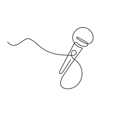 simple line microphone.minimals line concept.drawing of single continuous line mic cable.vector illustration