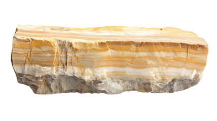 Striated Onyx Stone Sample:  A Detailed Close-up of Layered Yellow and White Mineral Formation