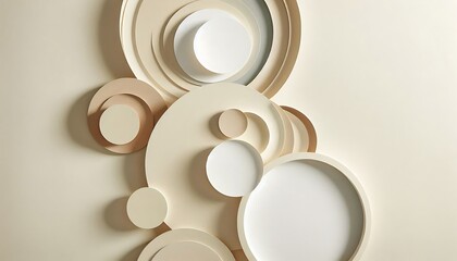 Abstract Beige and White Circular Art Design