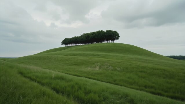 Serene Hilltop Trees, Constructive Minimalist Landscape Photography of New &Scaron;akala, Bobr Historical Complex
