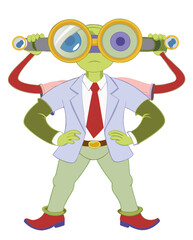 Businessman with binoculars business concept vector image, Isolated on white background.
