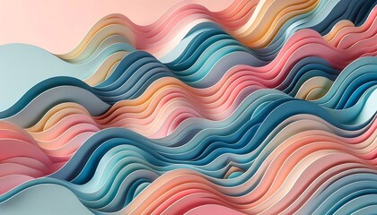 Fototapeta premium Abstract Pastel Wave Layers Design Background