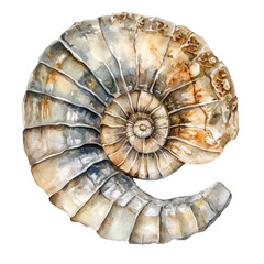 Obraz premium Fossil watercolor illustration isolated on transparent background