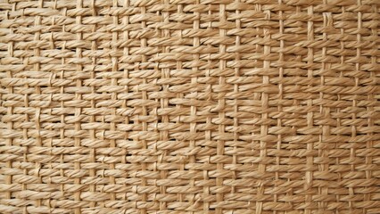 Obraz premium Beige Woven Rattan Pattern Background, High-Resolution Jute Fabric Texture for Interior Design and Wallpaper - Hyperrealistic Wicker Weft Cloth