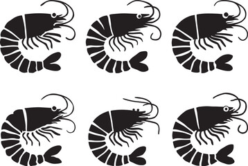 Naklejka premium A shrimp silhouette victor illustration. Shrimp vector icon. Sea food logo, sign, symbol.