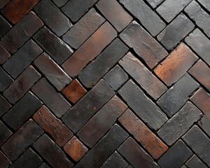 Rustic brick wall with antique pattern textures, warm earthy tones, cozy ambiance, worn and detailed look, closeup