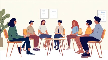 a group of people sitting around a table