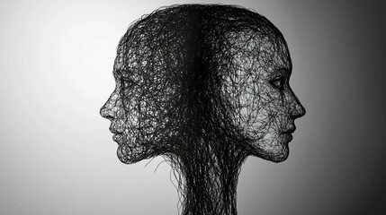 a black and white photo of a woman's head