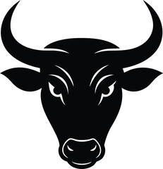 a bold and clean vector silhouette of a bull head
