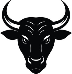 a bold and clean vector silhouette of a bull head